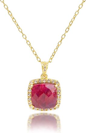 MAX + STONE 18k Gold Over Sterling Silver 5 Ct. 10x10mm Cushion Cut Gemstone Necklace