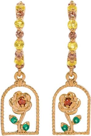 Girls Crew x Disney Belle Rose Hoop Earrings in Gold at Nordstrom