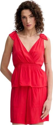 Liu Jo V-neck Blouse - Dames - Tops zonder mouwen - Rood - S - Polyester - Tops