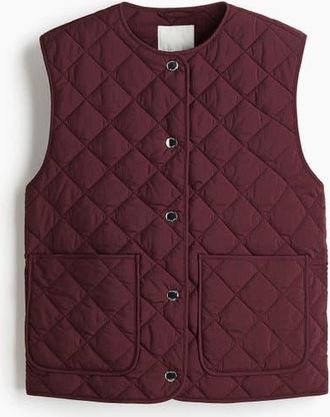 H&M Quilted Gilet in Burgundy at Nordstrom, Size Xx-Large
