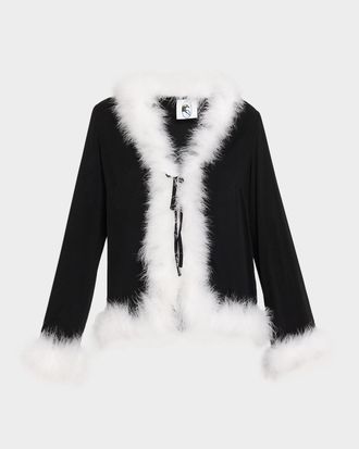 Sleeper Tie-Front Feather Viscose Blouse