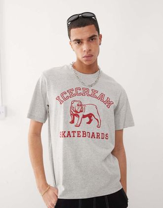 Icecream Ice Cream - T-shirt a maniche corte grigia con grafica di bulldog-Grigio