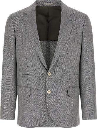 Brunello Cucinelli Grey Notched Lapel Blazer