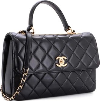 Chanel Borsa a tracolla Trendy CC media in pelle dagnello - Nero