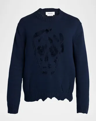 Alexander McQueen Men & apos;s Men & apos;s Distressed Skull Cotton Crewneck Sweater