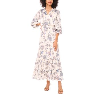 Vince Camuto Long Sleeve Floral Maxi Dress in Vanilla Ice at Nordstrom Rack, Size X-Large