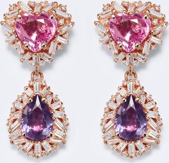 Suzanne Kalan 18kt rose gold drop earrings with sapphires and diamonds