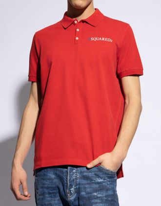 Dsquared2 Mens Tennis Fit Logo Polo Shirt Red Clothing > & T-Shirts