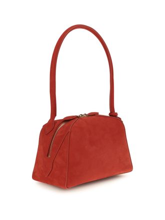 Alaia Womens Shoulder Bag Le Bouledogue Vivid Red Calf Leather
