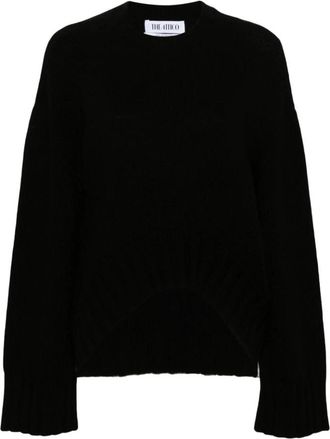 The Attico Gebreide trui met asymmetrische zoom - Dames - Ronde hals truien - Zwart - S - Wol - Truien & Vesten