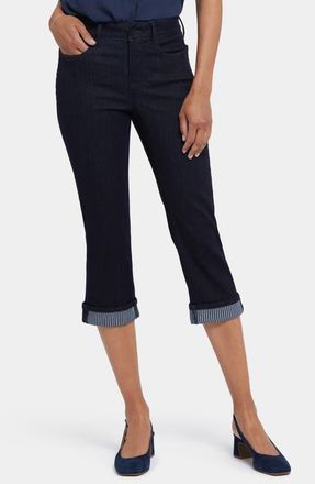 NYDJ Marilyn Stripe Cuff Crop Straight Leg Jeans in Rinse at Nordstrom, Size 2