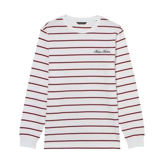 Brooks Brothers Striped Cotton T-Shirt with Logo - male - Brooks Brothers - Long Sleeve T-Shirts - Red - 2XL - Tops