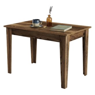 Dmora Mesa Fija Fosciana, 6 Asientos, Rectangular, Soporta 120 Kg, 110x72x75h Cm, Marr&oacute;n Nogal