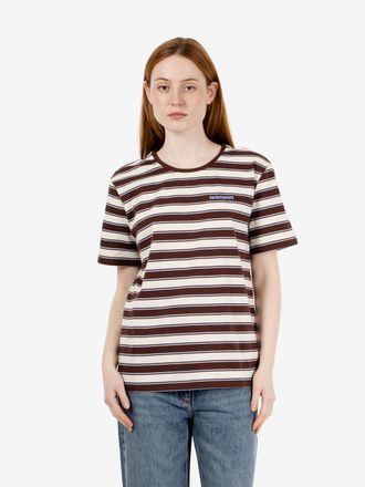 Patrizia Pepe T-shirt righe in cotone ivory / brown