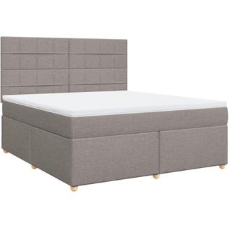 vidaXL Vidaxl - Cama Box Spring Con Colch&oacute;n Tela Gris Taupe 180x200 Cm
