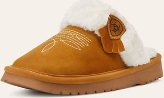 Ariat Womens Jackie Square Toe Suede Leather Slipper In Brown
