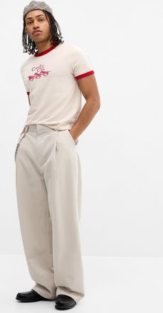 Djab Mens Brushed twill pleated chinos Barrel fit Imported from Seoul