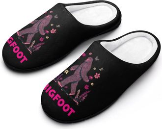 Generic Bigfoot Flowers And Butterfly Funny Mens Cotton Slippers Soft Non-Slip Rubber Sole House Slipper Indoor Outdoor