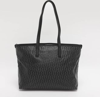 Aigner Black/grey Signature Coated Canvas Shopper Tote