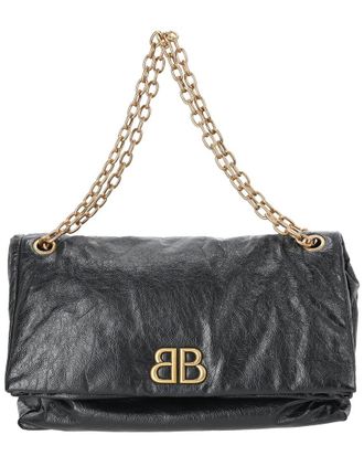 Balenciaga Black Calfskin Leather Large Monaco Chain Shoulder Bag (Authentic Pre-Loved)
