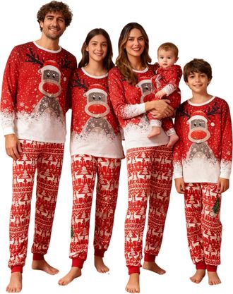 Generic Family Christmas Pyjamas Set: Matching Christmas Pjs for Family, Funny Pajamas with Reindeer, Pyjamas Set Couple Matching Pjs Xmas Sleepwear Long Slee