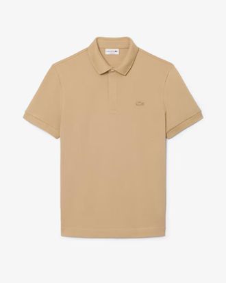 Lacoste Mens Paris Strech Pique Polo Shirt Beige Cotton - Size Small