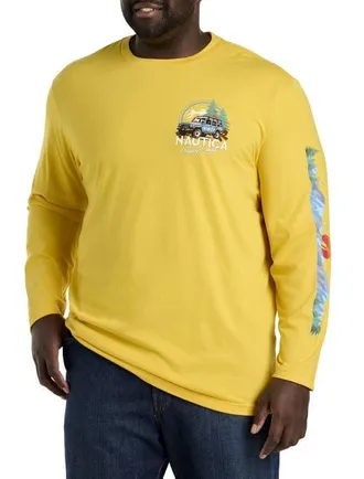 Nautica Happy Trails Long-Sleeve Graphic Tee in Lightning Gold at Nordstrom, Size 2X Big