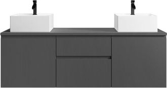 Vente-Unique Vente-unique - Mobile per bagno sospeso con doppio lavabo 150 cm Grigio - jimena ii