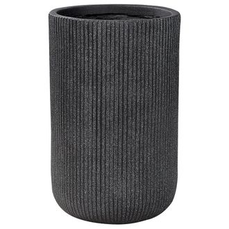 Beliani Maceta De Mezcla De Arcilla Negra 30 Cm Fibra Vertical Agujero Drenaje Eantio