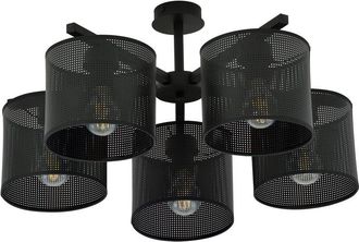 Wonderlamp Plafón de techo estilo moderno con pantallas cilíndricas negras