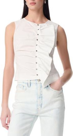 Robert Rodriguez Reina Poplin Ruffle Tank in Snow White at Nordstrom Rack, Size X-Large