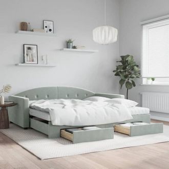 vidaXL Vidaxl - Furniture Limited - Sof&aacute; Cama Nido Con Cajones Terciopelo Gris