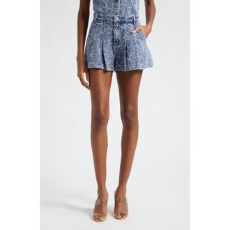 Ramy Brook Wilder Floral Embroidery Denim Shorts in Indigo Emb Floral Denim at Nordstrom, Size 00