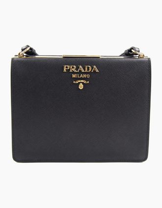 Prada Womens Prada Light Frame Saffiano Leather Bag Black - Size: OS