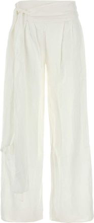 Lois White Viscose Blend Sage Wide Leg Pant