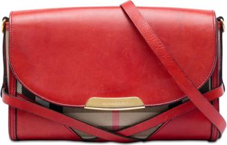 Burberry Pre-owned Burberry Leather and House Check Canvas Bridle Abbott Crossbody Ladies MTQSTNX4AFBQ3SIN