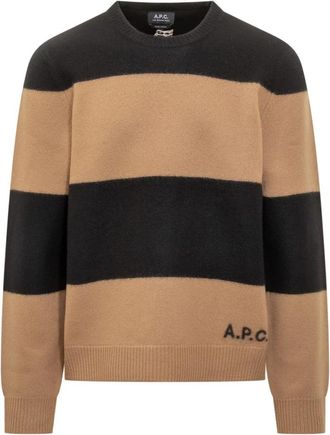 A.P.C. Edwardo Sweater - Heren - Ronde hals truien - Veelkleurig - L - Wol - Truien & Vesten