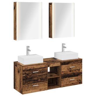 vidaXL Juego De Muebles De Ba&ntilde;o 5 Uds. Madera Envejecida Vidaxl