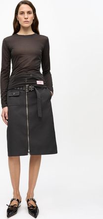 Ganni Black Heavy Twill Midi Skirt - Size 10/12 Mixed