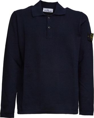 Stone Island Colletto polo Due bottoni Maniche lunghe Vestibilit&agrave; regolare - Heren - Polos - Blauw - S - Tops