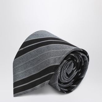 Saint Laurent Tie With Black/Gray Stripes