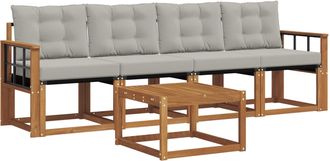 vidaXL Conjunto De Sof&aacute;s De Exterior 5 Uds. Gris Natural Y Claro Vidaxl
