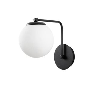 Wonderlamp Aplique de pared minimalista negro con esferas opal