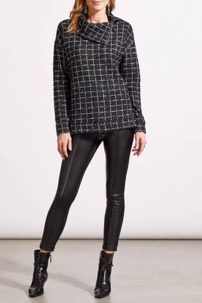 Tribal Split Neck Sweater In Black