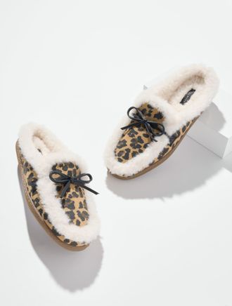 Talbots Marley Suede Shearling Slippers - Brown - 10M Talbots