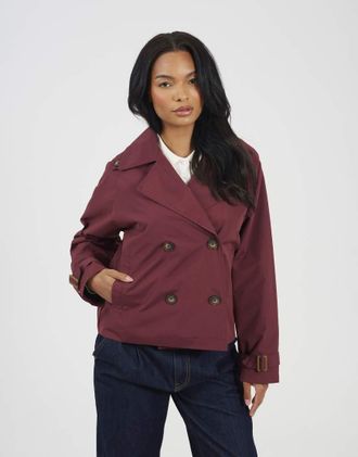 Brave Soul Trench doppiopetto taglio corto bordeaux-Rosso