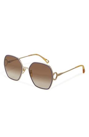 Chlo&eacute; 58mm Gradient Rectangular Sunglasses in Gold at Nordstrom