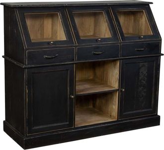 Wanderlust Deco Aparador de madera envejecido negro 129x45x106h cm