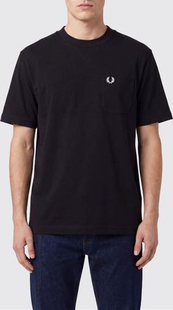 Fred Perry T-shirt girocollo in cotone con tasca a toppa e logo ricamato