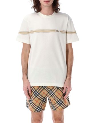 Burberry Mens Striped Cotton T-shirt - Ivory - Size X-Small